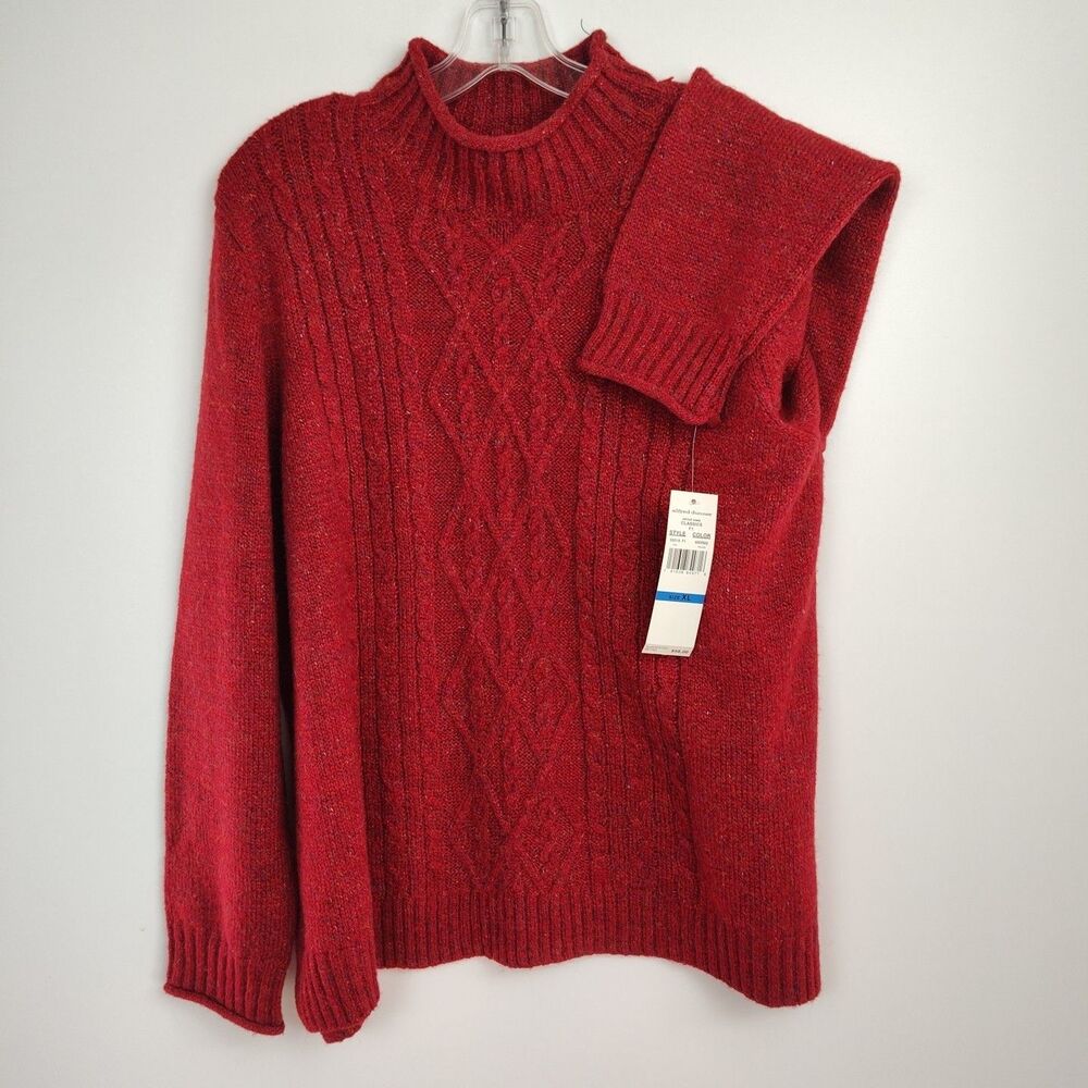 NWT Alfred Dunner Pullover Sweater Women's XL Red Cable Knit Mock Neck Long Slvs - Picture 3 of 10